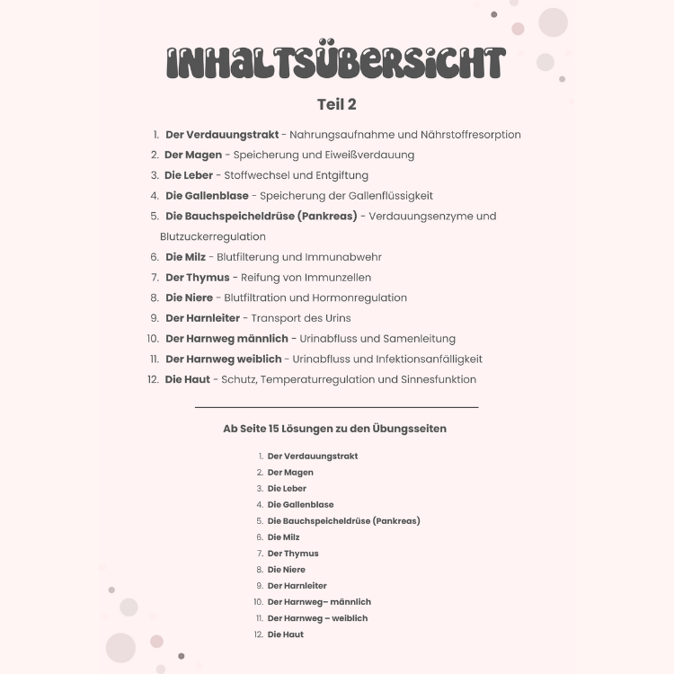 Anatomie zum Beschriften - Teil 2